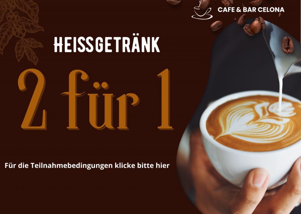Lübecker Schatzsuche: Coupon für zwei Heißgetränke zum Preis von einem bei Café und Bar Celona Lübeck. Für die Teilnahme auf das Bild klicken.